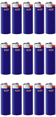 J26 Maxi Original Feuerzeug einfarbig/Gemischt Kindersicherung Ständer Aufsteller (Blau, 15)