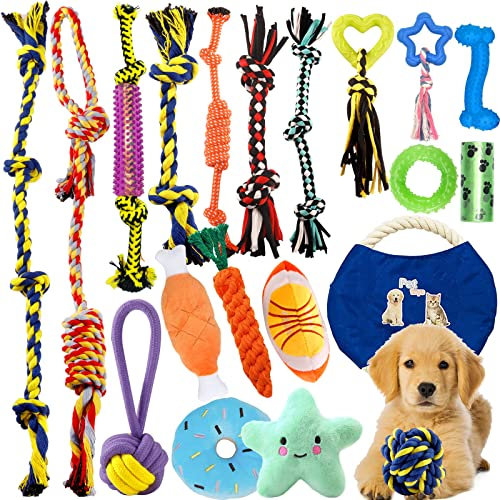 AMAYGA 20-teiliges Hundespielzeug-Set,Langlebiges Hundespielzeug für Welpen/kleine Hunde,Kauspielzeug,ungiftig, geruchlos, langlebig, für die Reinigung von Zähnen