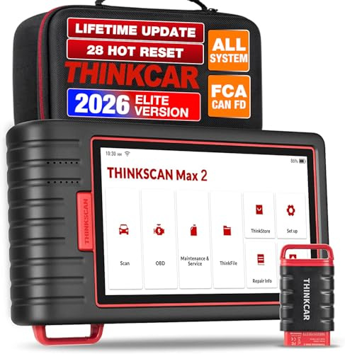 Thinkcar OBD2 Scanner Wireless 2026 Thinkscan Max2 Lifetime Upgrade Diagnostic Scan Tool with CAN-FD, FCA AutoAuth, All System Diagnosis, 28+ Resets, No Subscriptions, ABS Bleed/Crankshaft Relearn