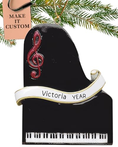 Personalised Piano Ornament 2025 – Fast & Free 24h Customisation – Musical Christmas Ornaments for Tree – Custom Gift Wrapped Classic-Piano Keepsake for Music Lovers