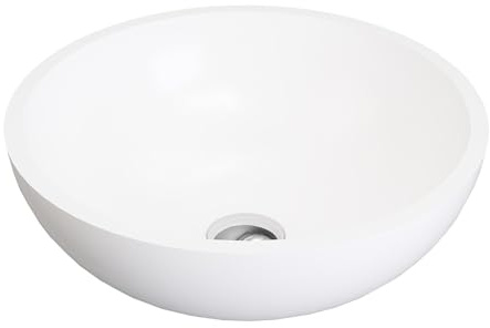 Vente-unique - Aufsatzwaschbecken Imja Stein Weiß 40 cmx40 cm | Solidité incomparable du solid surface