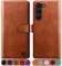 SUANPOT [RFID Schutz für Samsung Galaxy S23 5G Hülle PU Leder Handyhülle Lederhülle Klapphülle Kartenfach Flip Cover für Samsung S23 Handy hülle Leather Wallet Phone Case Hellbraun