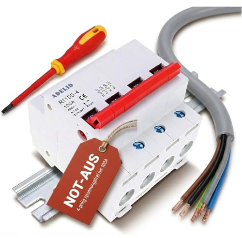 Interrupteur principal, disjoncteur, sectionneur, 4 pôles, 100 A, 400 V CA, montage sur rail DIN