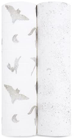 aden + anais™ große Bio-Baumwoll-Musselin-Pucktücher map The Stars in 2er-Packung