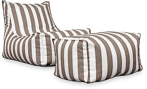 DESHOME - Outdoor-Sessel mit Puffer, wasserabweisend, abnehmbar: Chaise Longue für den Außenbereich mit Polsterung Puff Design Light Pouf Fango