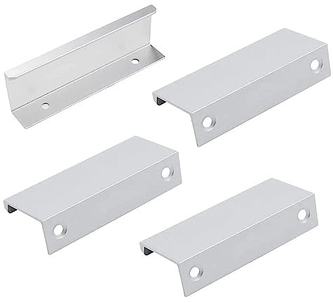 DtosbvOQ Tiradores Ocultos Cajones, 4 Piezas Manija de Mueble Oculta, Aleación Aluminio Tirador Oculto Armario Manija, para Guardarropa Dormitorio Sala de Estar (Plata)