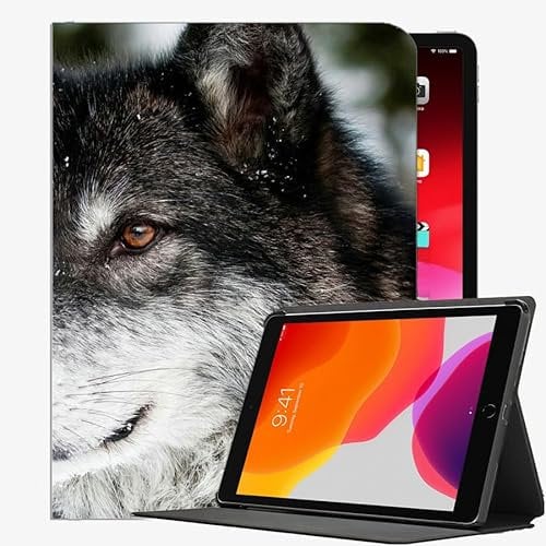 YENDOSTEEN Hülle für iPad 9.7 2018 2017 / iPad Air,Tiere Wolf 07 mit Auto Schlaf-/Aufwachfunktion