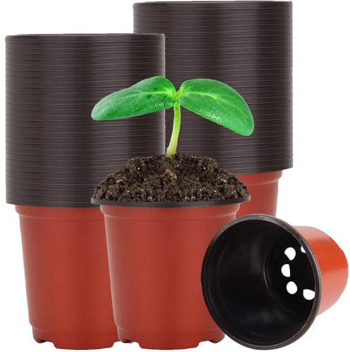 WZHHDM 120 Pièces Pots de Fleurs en Plastique, Pots de Plantes de 10,2 cm, Pot de Fleurs de Culture, Petits Pots de Culture en Plastique pour Plantes Succulentes, Semis, Boutures, Repiquage (Rouge)