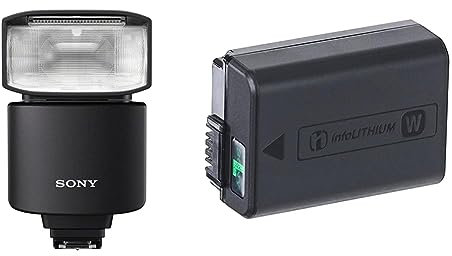 Sony HVL-F46RM | Externer Blitz mit kabelloser Funksteuerung & NP-FW50 W-Serie Lithium Akku passend für Alpha und NEX Kameras