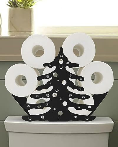 Gardlister Toilettenpapierhalter mit Weihnachtsbaum-Motiv, mattschwarz, lustige Toilettenpapieraufbewahrung für extra 8 Rollen, Bauernhaus, Weihnachten, dekorativer Badezimmer-Organizer-Zubehör