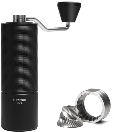 TIMEMORE Chestnut C2S Manual Coffee Grinder Stainless Steel S2C Conical Burr Coffee Grinder, Capacity 25g Hand Coffee Bean Grinder, Double Bearing Positioning, Black