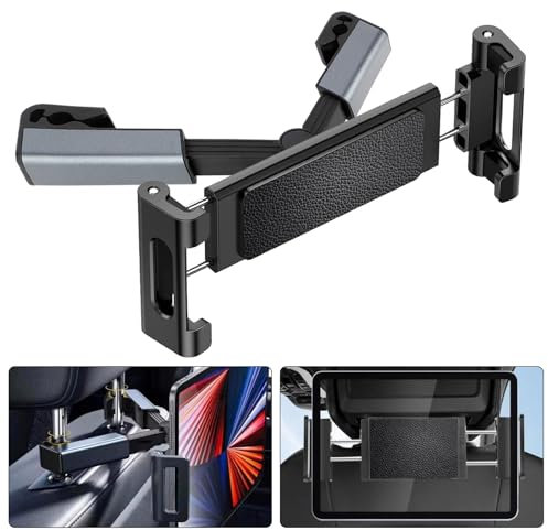 Linkstyle Tablet Halterung Auto Kopfstütze, Universelle Auto Telefon Kopfstützenhalterung, Dehnbare 360° Drehung Autositz Halterungen für 4,7-12,9 Zoll iPad iPhone Samsung Smartphone Tablet