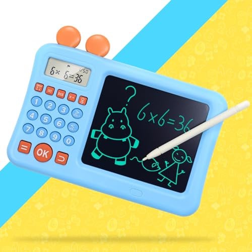 ZNZ Mathe-Rechner für Kinder, Elektronisches Math Rechentrainer Spielzeug mit Skizzenblock, Taschenrechner-Geschenke für Kinder im Alter von 4–13 Jungen und Mädchen, Berechnung und Logik