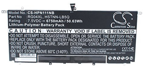 Cameron Sino - Batería de repuesto para Spectre 13 Pro Ultrabook, Spectre 13-3017TU, Spectre 13-3090EZ Ultrabook, Spectre 13t-3000, TPN-F111 PN: HSTNN-LB5Q, RG04051XL, RG04XL, TPN-F111 6750mAh