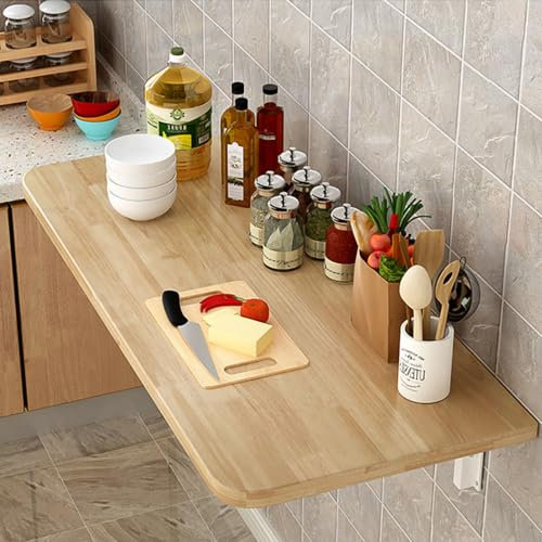 Esstisch, Wandklapptisch, klappbarer Esstisch, Wandmontage, klappbarer Schreibtisch, für Wand im Büro, Küche, Esszimmer (Farbe Walnuss-60 x 30 x 1,6 cm)