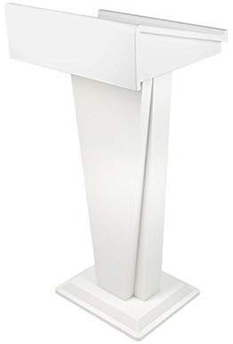 Podium Präsentationspultständer, Stehpult, Stehpult, Edelstahl, hohes Kanzelpodest, Präsentationsständer, einfache Montage, vielseitig einsetzbar (weiß, 46 x 58 x 109,5 cm)