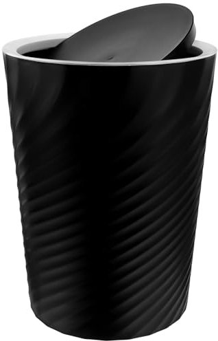 MAGICLULU Round Trash Can with Removable Swing Lid 12L Large Capacity Garbage Container Bin Plastic Wastebasket for Bathroom Bedroom Kitchen Office Black