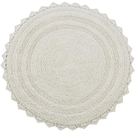Better Trends Lilly Crochet Badteppich, rund, waschbar, 100% Baumwolle, wasserabsorbierend, Badematten, wendbar, für Dusche, Schlafzimmer oder Heimdekoration, Elfenbeinfarben, 61 cm