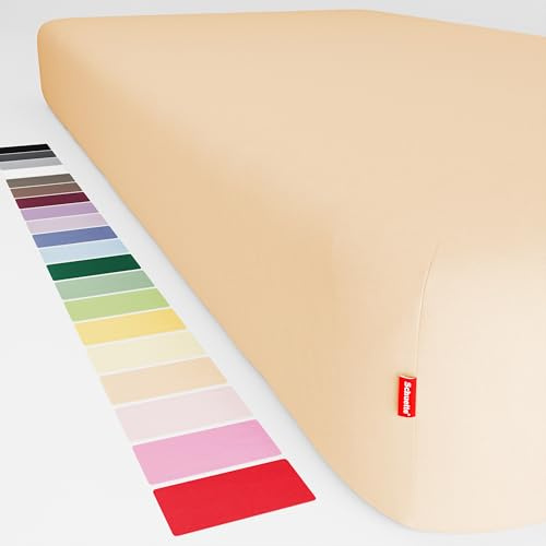 Schuette® Spannbettlaken • 120x200 cm • Wow! Kollektion: Apricot Unleashed (Apricot) • 100% Superfluff Baumwolle, Blickdicht, Faltenfrei • mit Rundumgummi • Matratzenhöhe bis 20 cm