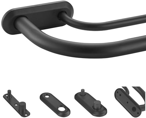 Lwiiom Doppelte Gardinenstange für Fenster, 71,1 bis 121,9 cm, verstellbare schwarze Gardinenstange mit Aluminium-Doppelstöck-Endstücken und Halterungen, 2,5 cm vorne und 1,6 cm hinten,