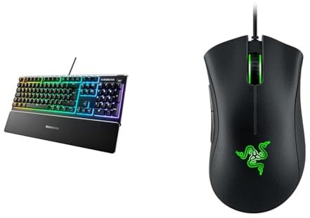 SteelSeries Apex 3 - Gaming Tastatur - 10-Zonen RGB-Beleuchtung & Razer DeathAdder Essential (2021) - Essentielle Gaming-Maus