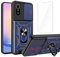 LYZXMY Funda para ZTE Blade A31 Plus (6.0) + 1 x Protector de Pantalla Vidrio Templado - Carcasa con Soporte rotativo de 360 °[ Doble Capa PC + TPU ] Caso Case Azul