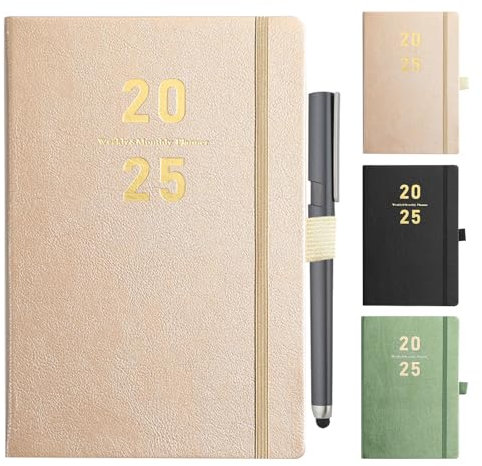Kalender 2025 A5, Terminplaner, Planer Taschenkalender, Achtsamkeitskalender Wochenkalender, Buchkalender Hardcover, Terminkalender, Planner Jahresplaner Buch - Khaki