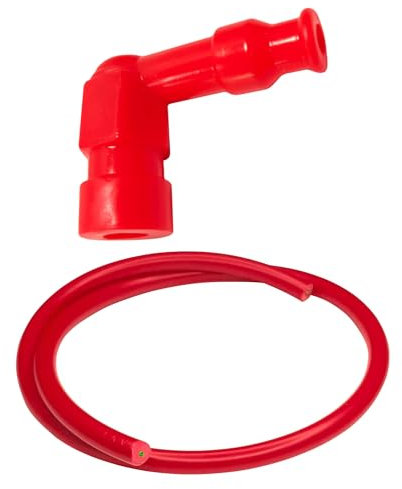 cyclingcolors Cavo 7mm Filo con Pipetta Cappuccio Candela Moto Scooter Ciclomotore Tagliaerba Trattore Tosaerba Motosega Decespugliatore Pipette Candele, Rosso