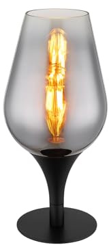 meineWunschleuchte Ausgefallene Tischleuchte mit Rauchglas Lampenschirm, Höhe 31cm