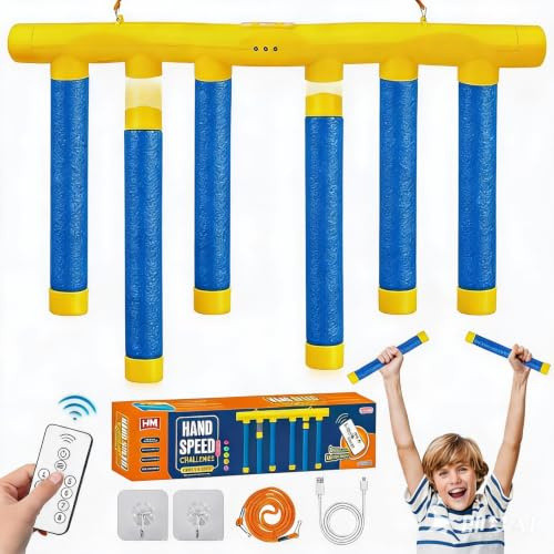 xinrongda Catching Sticks Game, Reflex Challenge Game with Adjustable Speed Drop Sticks Challenge Party Game, Rechargeable Hand Eye Coordination Training Toy for Kids Adults Indoor Interactive Games | Drop Sticks Challenge Party Game, Rechargeable Hand Eye Coordination Training Toy for Kids Adults Indoor Interactive Games