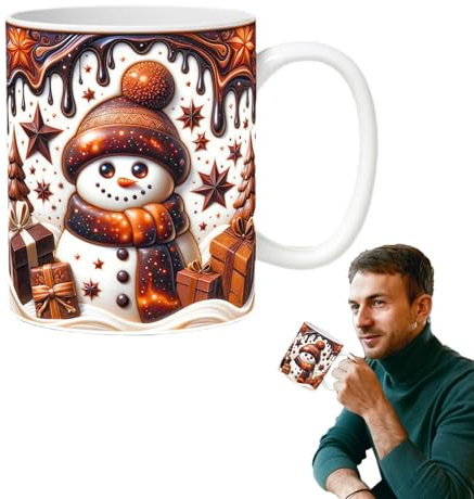 Tazas de Navidad con – Tazas de Cerámica Con Diseño | Perfecto Para Disfrutar De Leche, Agua Y Chocolate Caliente, Ideal Para El Uso En Casa Durante Las Vacaciones, Excelente Op