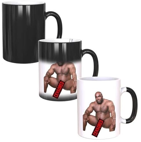 Barry Wood Sitting On Bed Meme Mug - 'Censored' Pour in Hot Liquid to See Image - Perfect Novelty Gag Gift