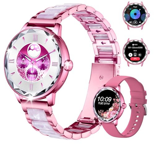 Smart Watch for Women - Make/Answer Call, 1.2 IP67 Waterproof Fitness Watch with Heart Rate SpO2 Sleep Monitor, 100+ Sports Modes Activity Tracker, Step Counter Smartwatch for iOS Android (Rose Red)