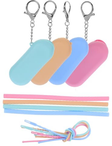 JEWEDECO 4ensembles Pailles Silicone Réutilisables Avec Étui Brosse De Nettoyage Et Pour Maison