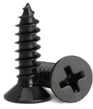 KELUBATU M3 Flat Head Wood Screws, Black Carbon Steel Phillips Self-Tapping Screws for Furniture, Woodworking-M3 x 12 mm 100 Pcs