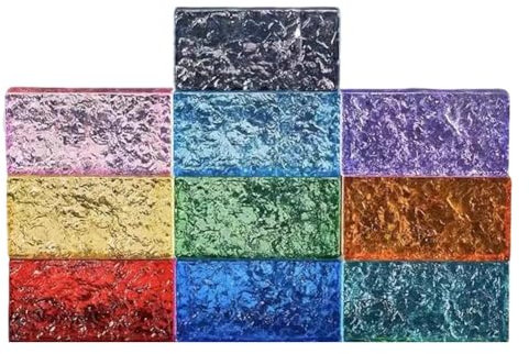 Brique de verre de processus, Brique de verre architecturale 20x10x5 cm Multicolore(Rosso)