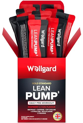 Wellgard Lean Pump - Advanced Pre Workout Powder, Pump Matrix with Amino Acids, Botanical Extracts and Caffeine, 25 Sachets