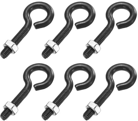 QUARKZMAN 6 Pezzi Ganci Ad Occhiello M5 x 25mm Neri Con Dado Per Appendere | 304 Acciaio Inossidabile, O Fissare Cavi