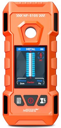 NOYAFA 6-in-1 Wiederaufladbarer Wanddetektor Leitungssucher mit HD LCD-Display & akustischer Warnung, Bolzensucher zur Ortung von Holz, Metall, Balken, Rohren und stromführenden Leitungen