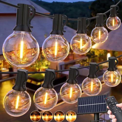 GPATIO Solar Lichterkette Outdoor Außen, 15M 20+1 Bulbs mit USB-Notladung | IP65/IP44 wasserdicht, bruchsichere Birnen, 3 Lichtmodi, 7h Auto-Aus, Dämmerungsschalter, 10–12h Leuchtdauer