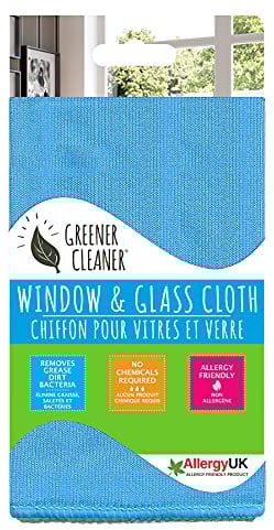 Living Eco Home Greener Cleaner Window and Glass Cloth, 1 Microfibre Cloth Pack, Blue, 30 x 35 x 0.4 cm