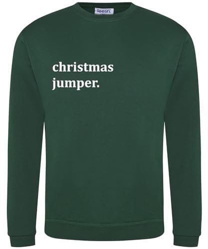 Teesh Clothing Men's Christmas Jumper Ironic Design (Large, Green)