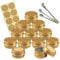 TIANZD 10 Pieces 5 ml Empty Gold Round Aluminum Tin Jars with Screw Lids Cosmetics Lip Balm Containers Pots for DIY Candle Salve Salt Powder Crafts Storage Cans with 3x Spoon, 10x Labels