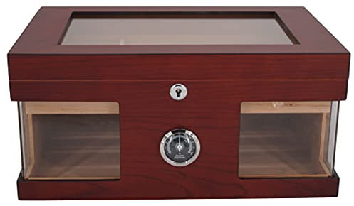 GERMANUS Humidor Truhe mit Sichtfenster Braun