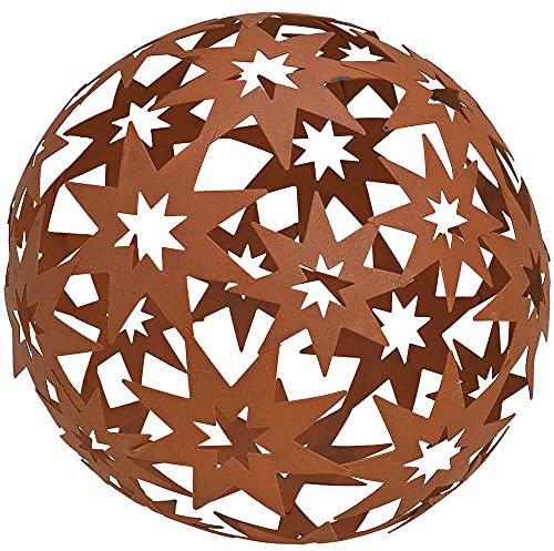 matches21 Kugel mit Sternen Sternkugel Dekokugel Gartenkugel Gartendeko Metallkugel Rostoptik Metall 1 STK Ø 18 cm
