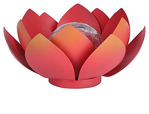 Lotus Lampe Solar Garten,Außenbeleuchtung Sonnenlicht Außenbeleuchtung Sonnenlicht Dekoration Beleuchtung LED Outdoor Metall Glas Dekorative Wasserdichte Garten Lotusblume für Rasen Tisch Boden Hof
