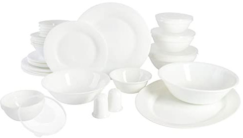 Gibson Home Ultra-bruch- und splitterfestes Geschirr-Set, weich, rund, für 6 Personen (36 Stück), Opalglas