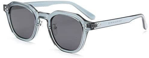 kachawoo TR90 Polarisierte Sonnenbrille für Frauen Mens Square Polygon Retro Vintage Sonnenbrille Dicker Rahmen Luxus Brand Design Brillen (blue with grey)