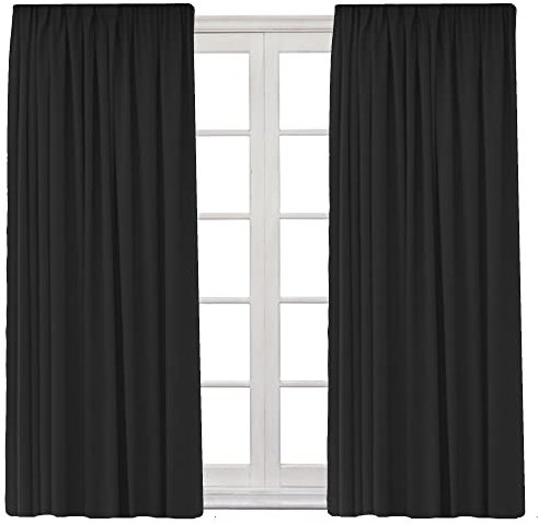 2 Stück Vorhänge Verdunkelungsvorhänge 140x245cm Gardine Blickdicht - Kräuselband Gardinen Verdunkelung Vorhang Verdunkelungsgardine Wohnzimmer Schlafzimmer Kälteschutz (2, Schwarz)