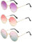 3paar Rund Sonnenbrille Bunt Hippie Gläser Neon Brille Vintage Brille Festival Outfit Retro Partybrillen Kostüm Accessoires für Fasching Karneval Party Foto Requisiten Herren Damen 70er 80er Jahre